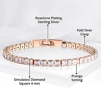 Simulated Diamond 27.70 ctw Tennis Bracelet in Rosetone (7.00 In)