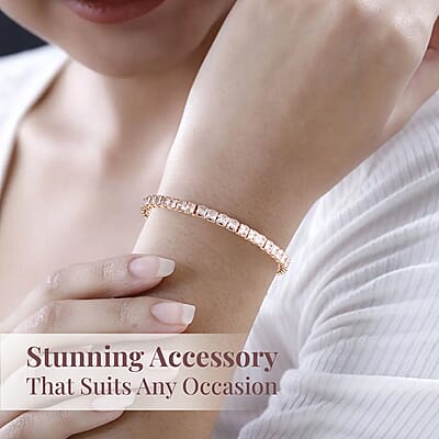 Simulated Diamond 27.70 ctw Tennis Bracelet in Rosetone (7.00 In)