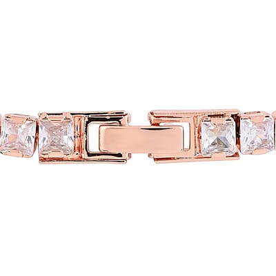 Simulated Diamond 27.70 ctw Tennis Bracelet in Rosetone (7.00 In)