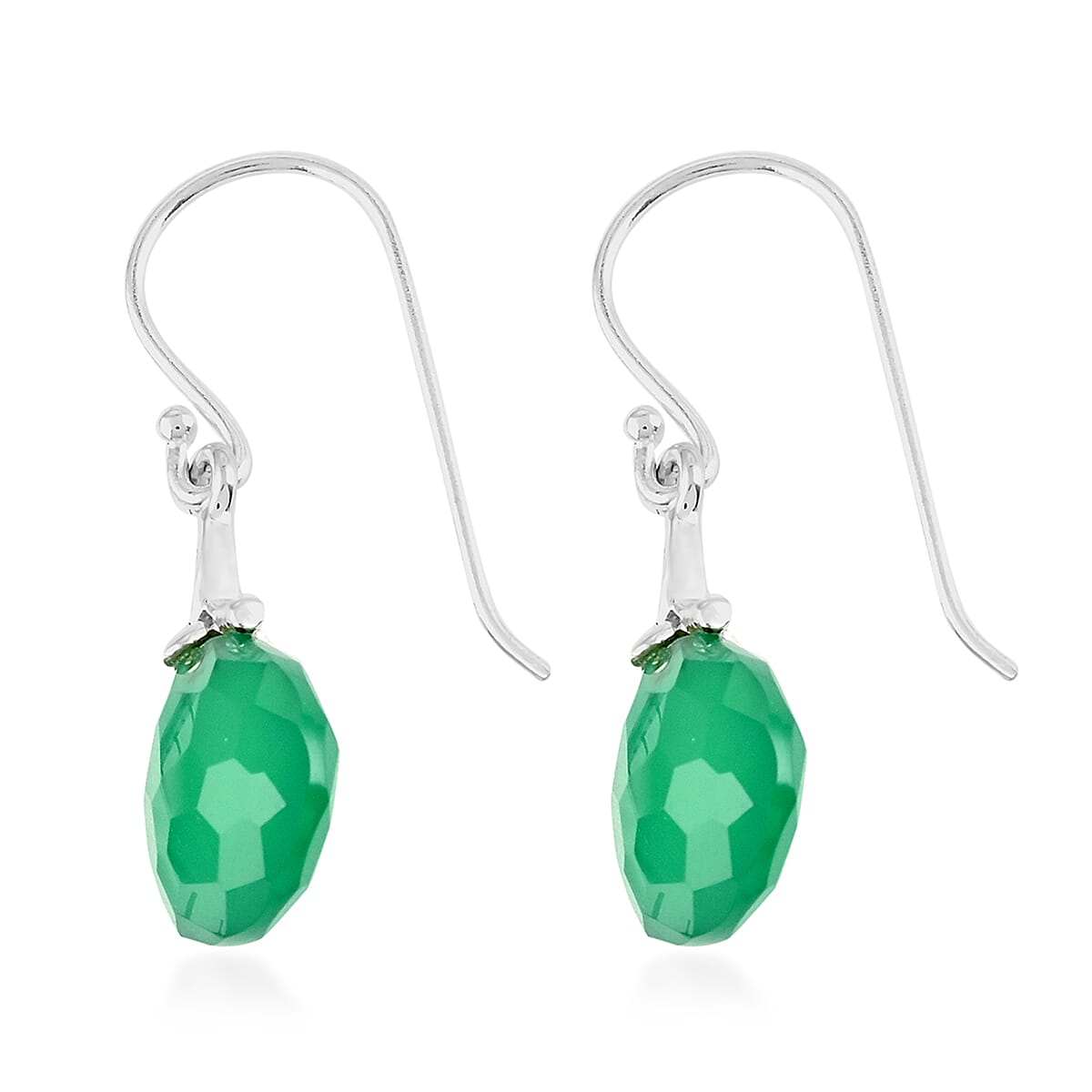 Green Onyx Earrings in Sterling Silver 15.00 ctw image number 3