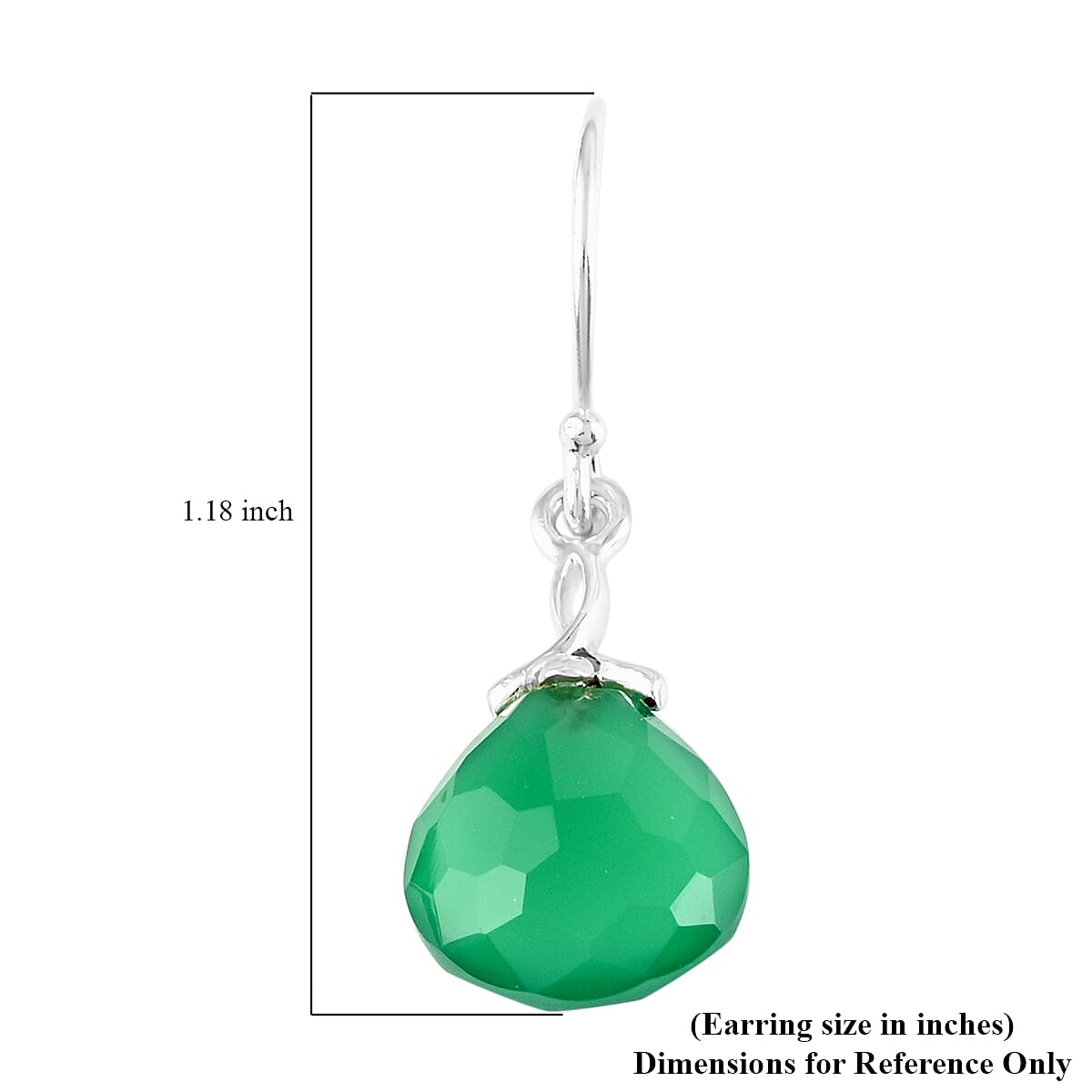 Green Onyx Earrings in Sterling Silver 15.00 ctw image number 4