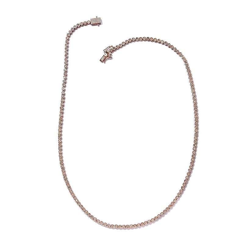 D'Joy Pink Diamond Necklace, Natural Pink Diamond Tennis Necklace, 20-inches Necklace, Matinee Length Necklace, Sterling Silver Necklace, Line Necklace, Uncut Diamond Necklace 2.00 ctw