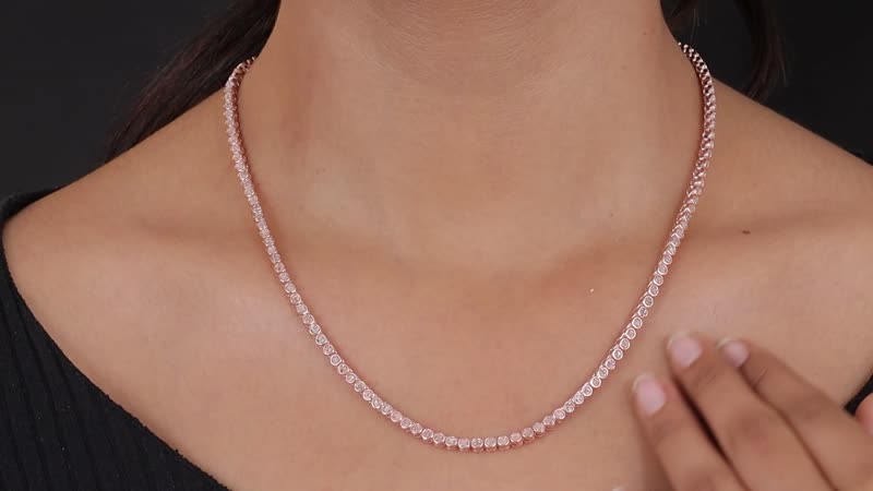 D'Joy Pink Diamond Necklace, Natural Pink Diamond Tennis Necklace, 20-inches Necklace, Matinee Length Necklace, Sterling Silver Necklace, Line Necklace, Uncut Diamond Necklace 2.00 ctw