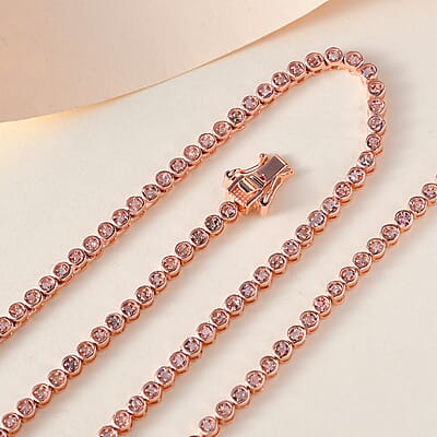 D'Joy Pink Diamond Necklace, Natural Pink Diamond Tennis Necklace, 20-inches Necklace, Matinee Length Necklace, Sterling Silver Necklace, Line Necklace, Uncut Diamond Necklace 2.00 ctw