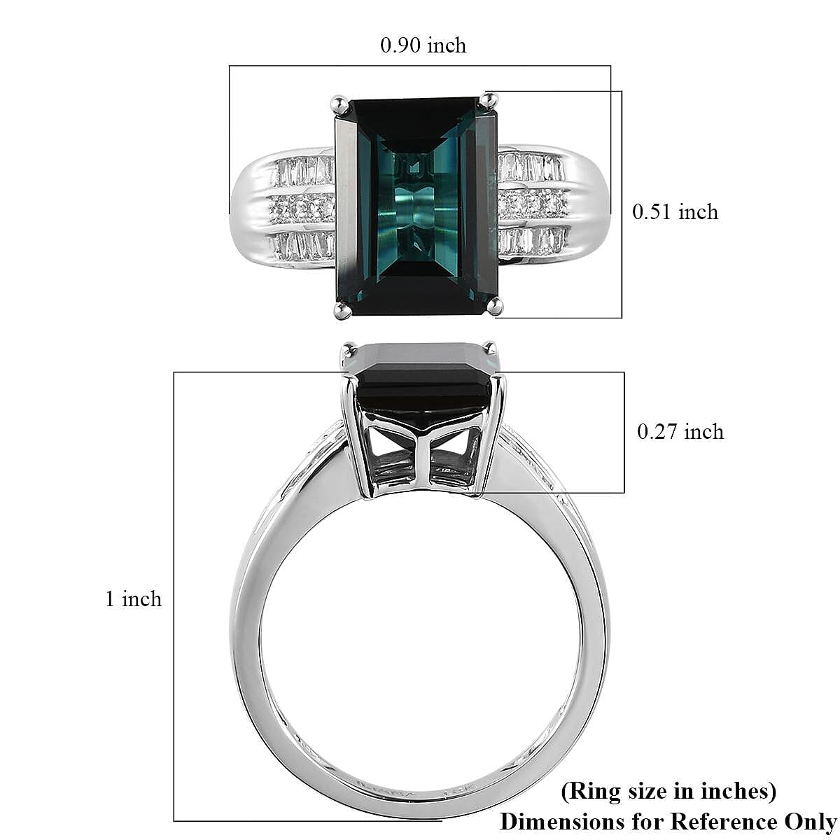 Iliana 18K White Gold AAA Monte Belo Indicolite and G-H SI Diamond Ring (Size 7.0) 4.60 Grams 4.50 ctw image number 5