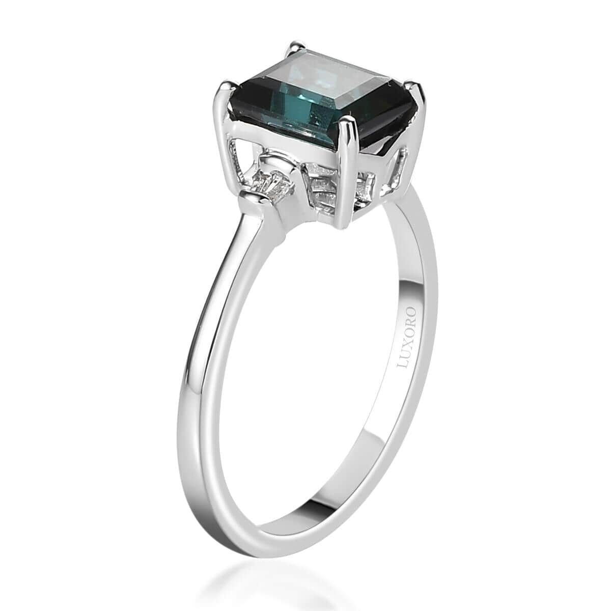 Iliana 18K White Gold AAA Monte Belo Indicolite and G-H SI Diamond Accent Ring (Size 7.0) 2.25 ctw image number 3