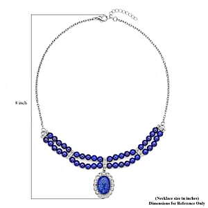 Lapis Lazuli 95.00 ctw Beaded Necklace 18-20 Inches in Silvertone