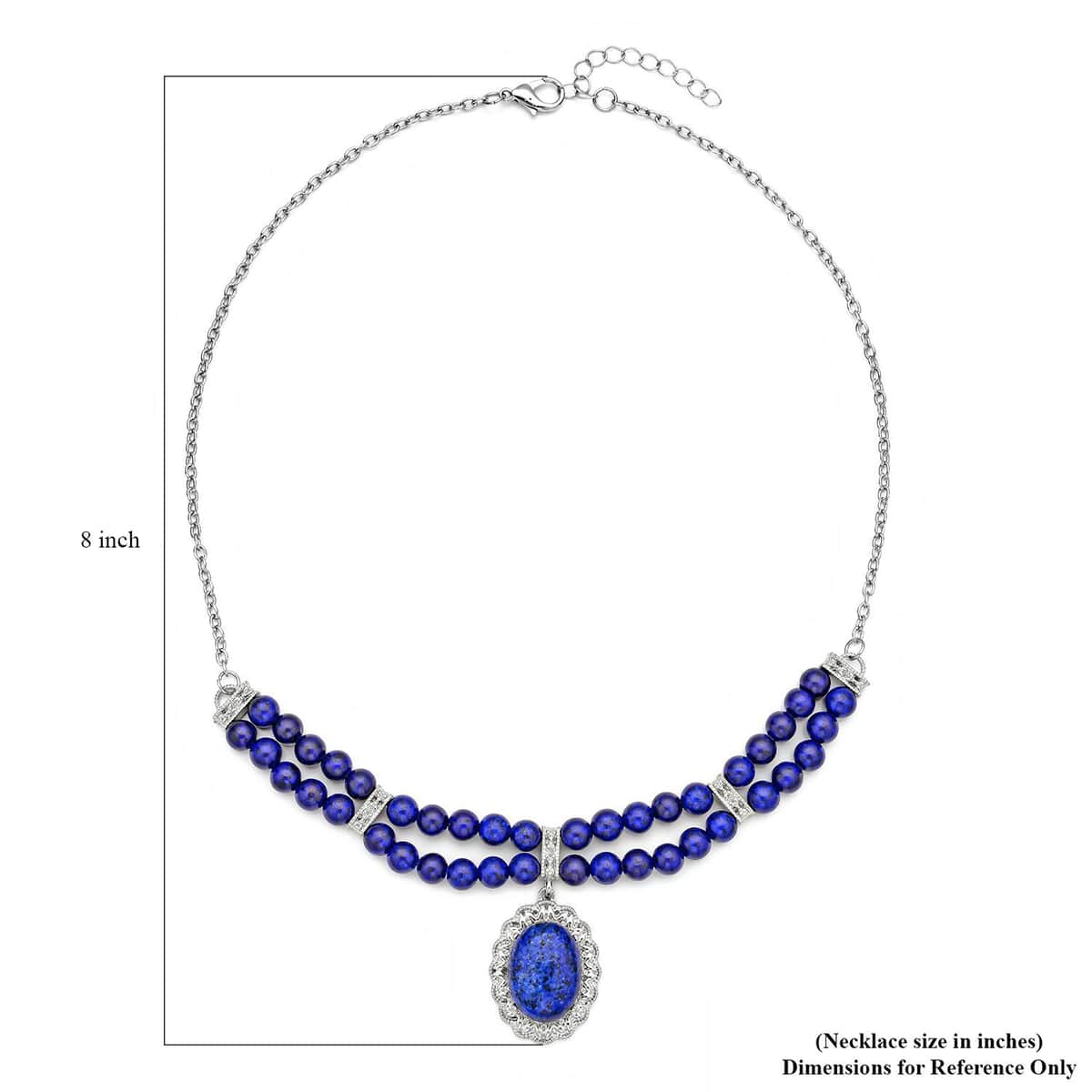 Lapis Lazuli Beaded Necklace 18-20 Inches in Silvertone 95.00 ctw image number 3