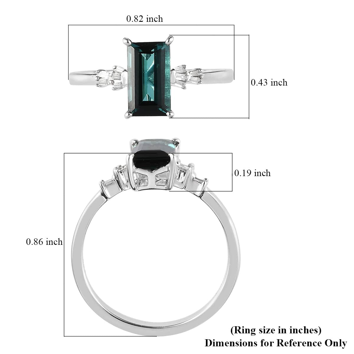 LUXORO 14K White Gold AAA Monte Belo Indicolite and G-H I2 Diamond Ring (Size 7.0) 2.50 Grams 1.60 ctw image number 5