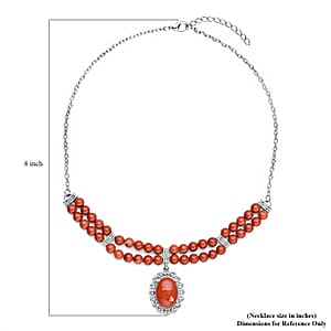 Red Jasper 95.00 ctw Beaded Necklace in Silvertone 18-20 Inches