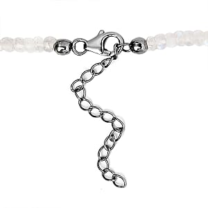 Kuisa Rainbow Moonstone Multi Strand Necklace 18 inches in Platinum Over Sterling Silver 175.00 ctw