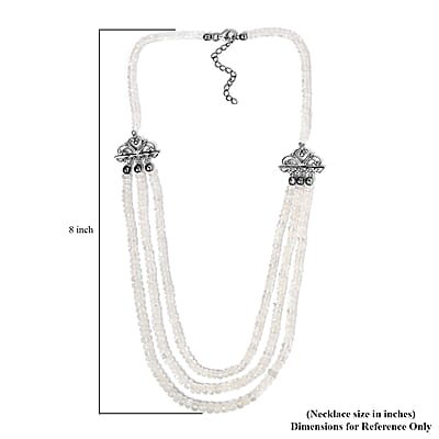 Kuisa Rainbow Moonstone Multi Strand Necklace 18 inches in Platinum Over Sterling Silver 175.00 ctw