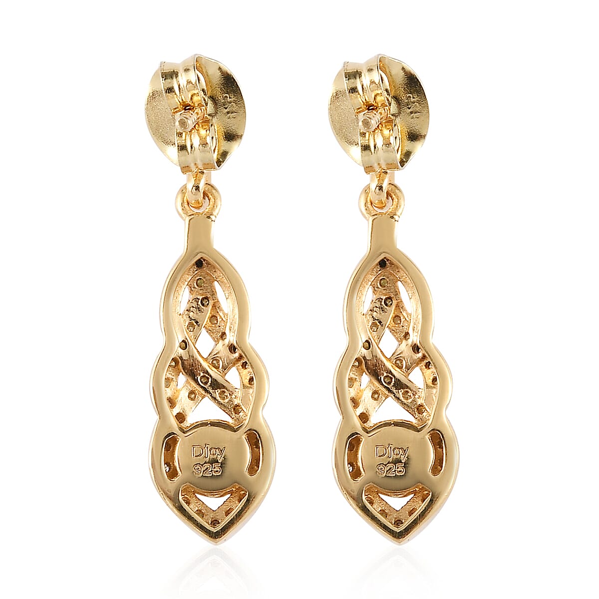 Natural Yellow Diamond I3 Dangle Earrings in Vermeil Yellow Gold Over Sterling Silver 0.50 ctw