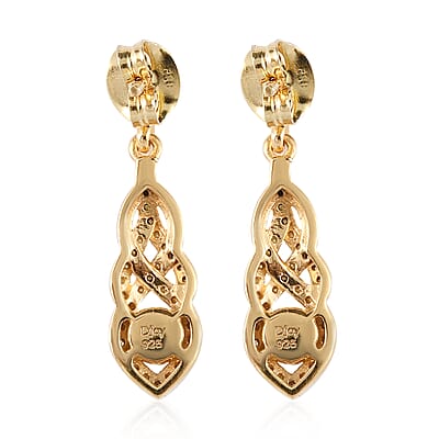 Natural Yellow Diamond I3 Dangle Earrings in Vermeil Yellow Gold Over Sterling Silver 0.50 ctw