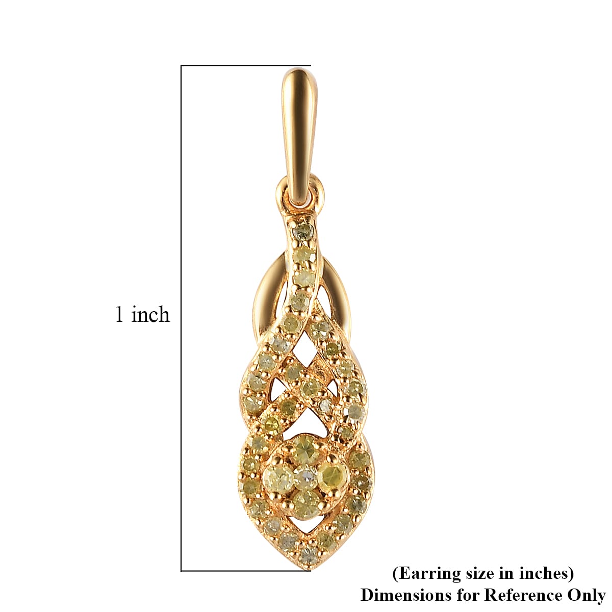 Natural Yellow Diamond I3 Dangle Earrings in Vermeil Yellow Gold Over Sterling Silver 0.50 ctw