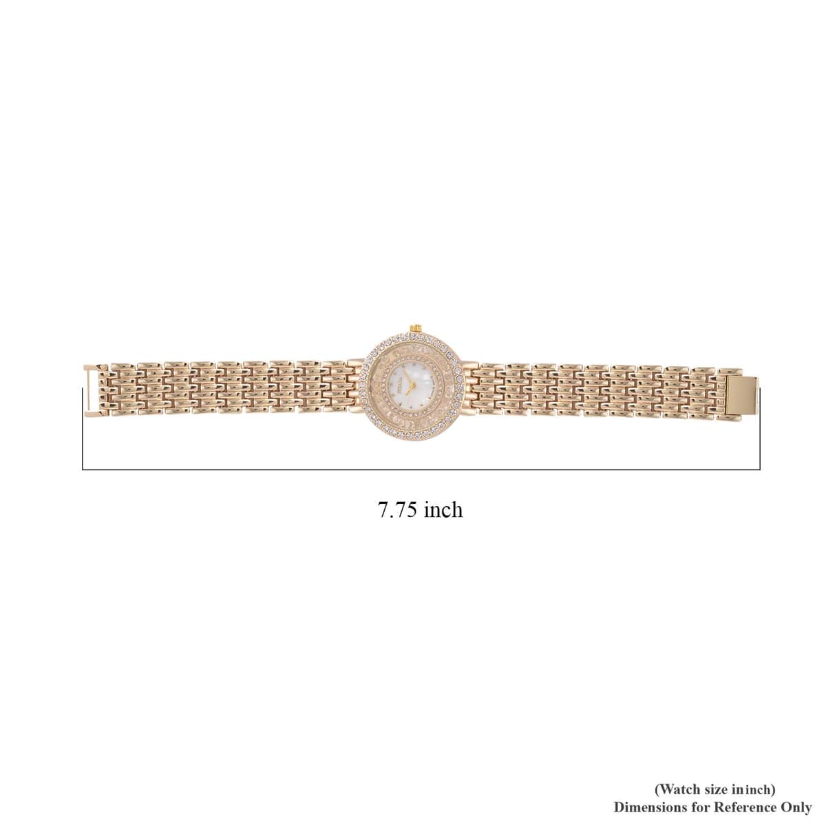 Strada Austrian Crystal Japanese Movement Simulated MOP Dial Bracelet Watch in Goldtone (36mm) (5.50-8.0Inches) image number 6