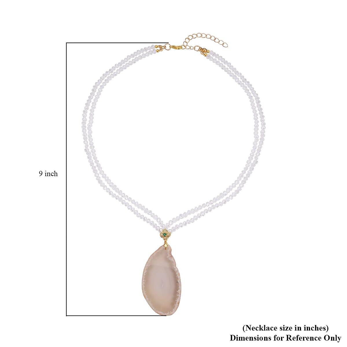 Enhanced Wood Agate, Glass, White and Green Austrian Crystal Double Layer Beaded Necklace 18-20 Inches in Goldtone 91.00 ctw image number 4