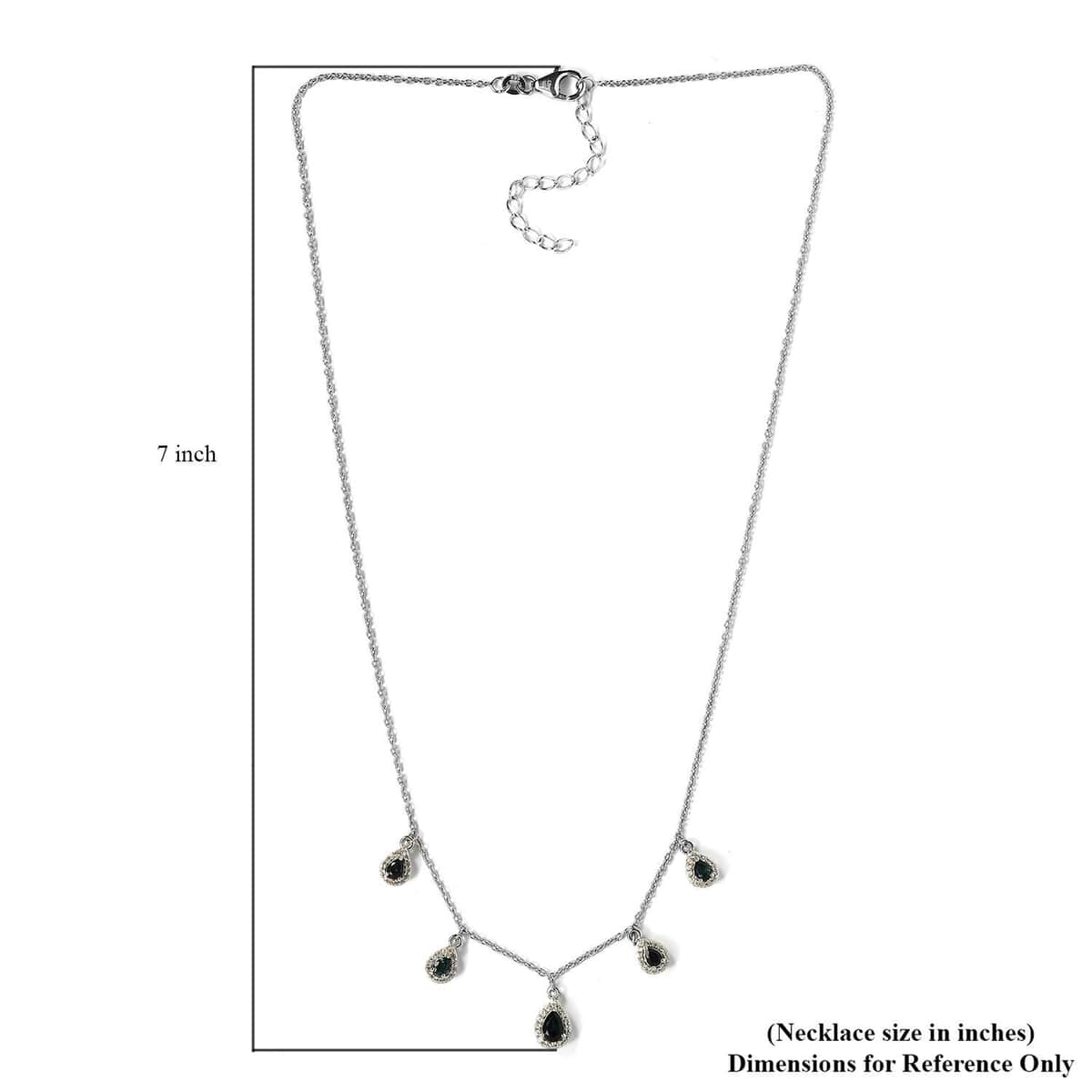 Premium Monte Belo Indicolite and Natural White Zircon Necklace 18 Inches in Platinum Over Sterling Silver 1.50 ctw image number 5