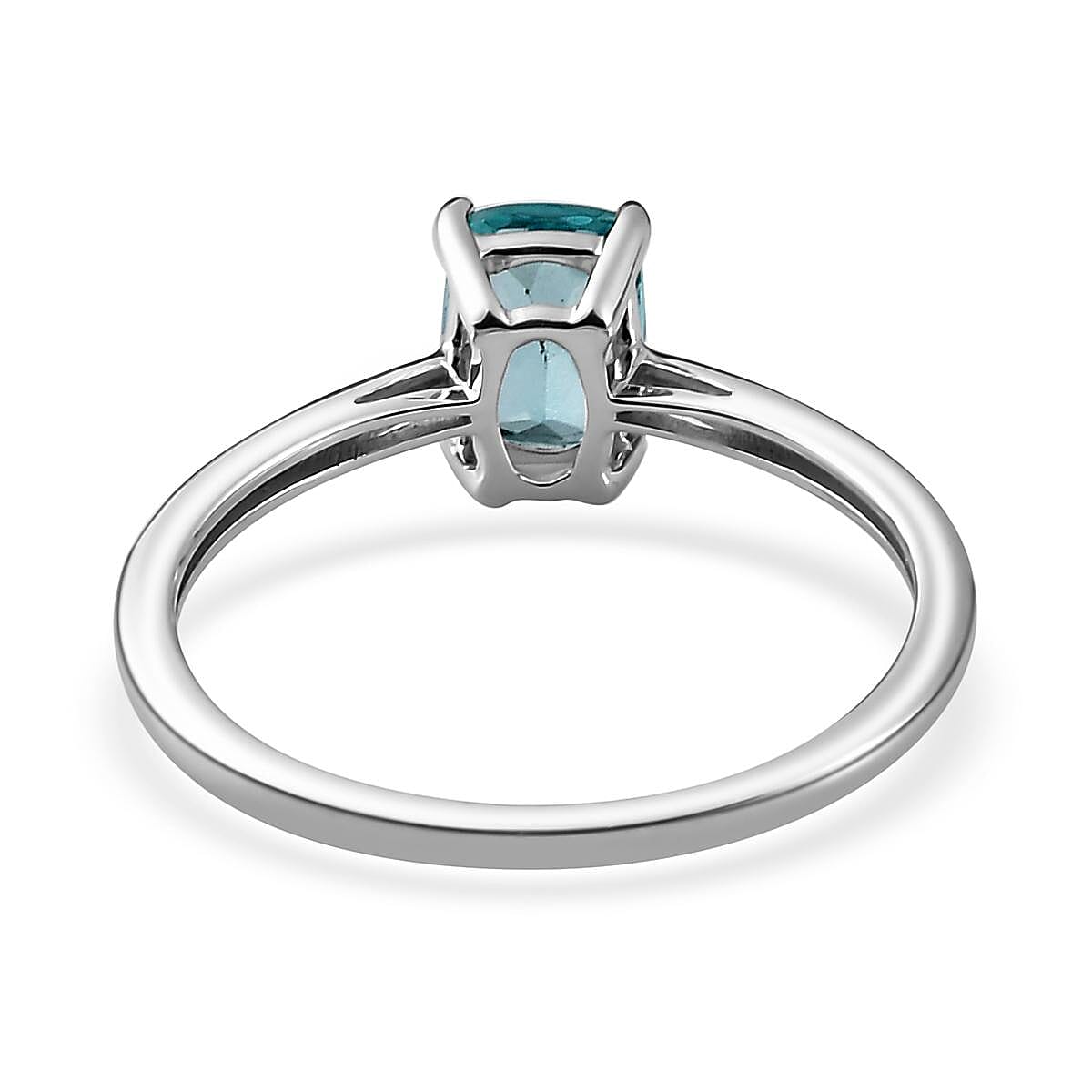 Luxoro 10K White Gold Premium Madagascar Paraiba Apatite Solitaire Ring (Size 9.0) 0.90 ctw image number 4