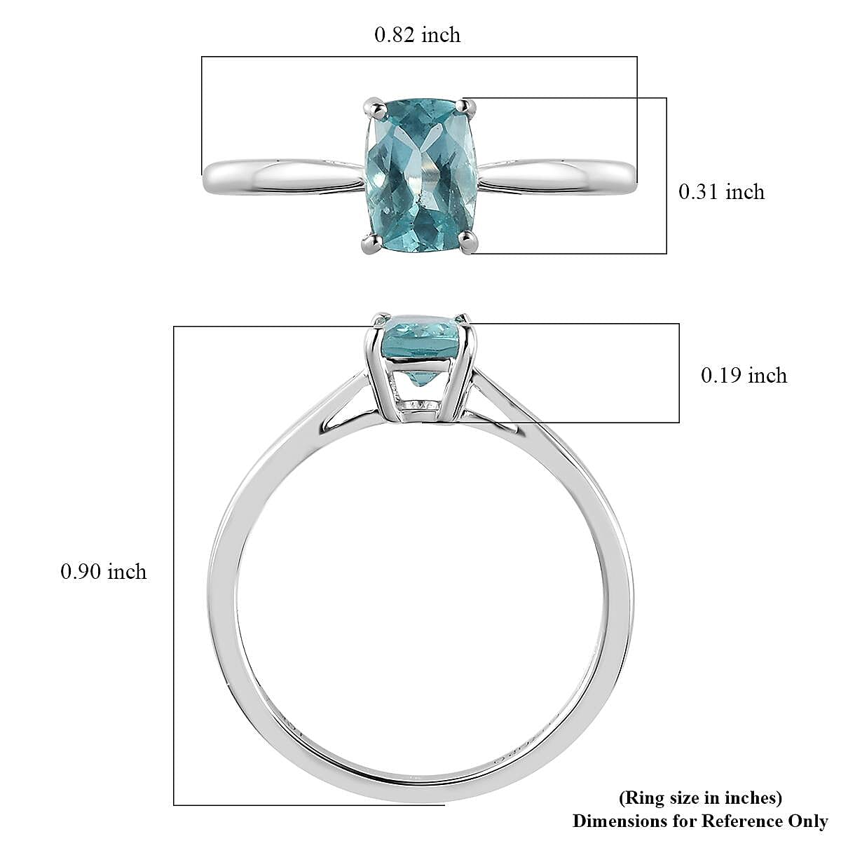 Luxoro 10K White Gold Premium Madagascar Paraiba Apatite Solitaire Ring (Size 9.0) 0.90 ctw image number 5