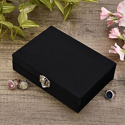Black Velvet Jewelry Box with 6pcs Manicure Set