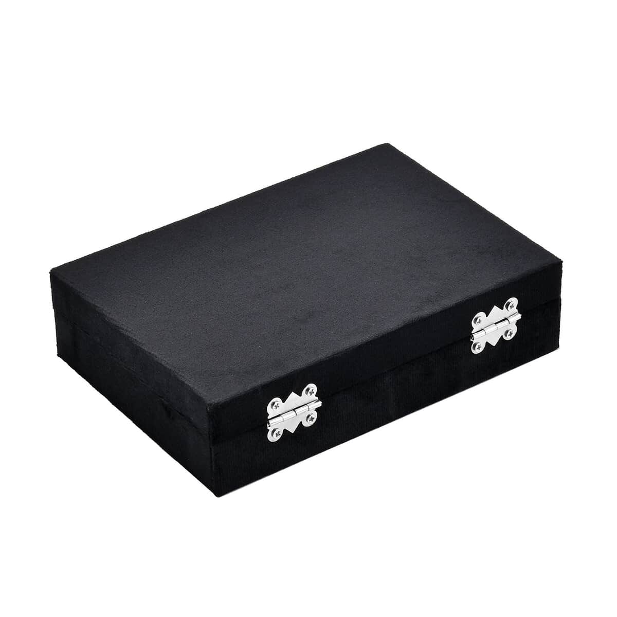 Black Velvet Jewelry Box with 6pcs Manicure Set (6.5"x4.7"x1.8") image number 3