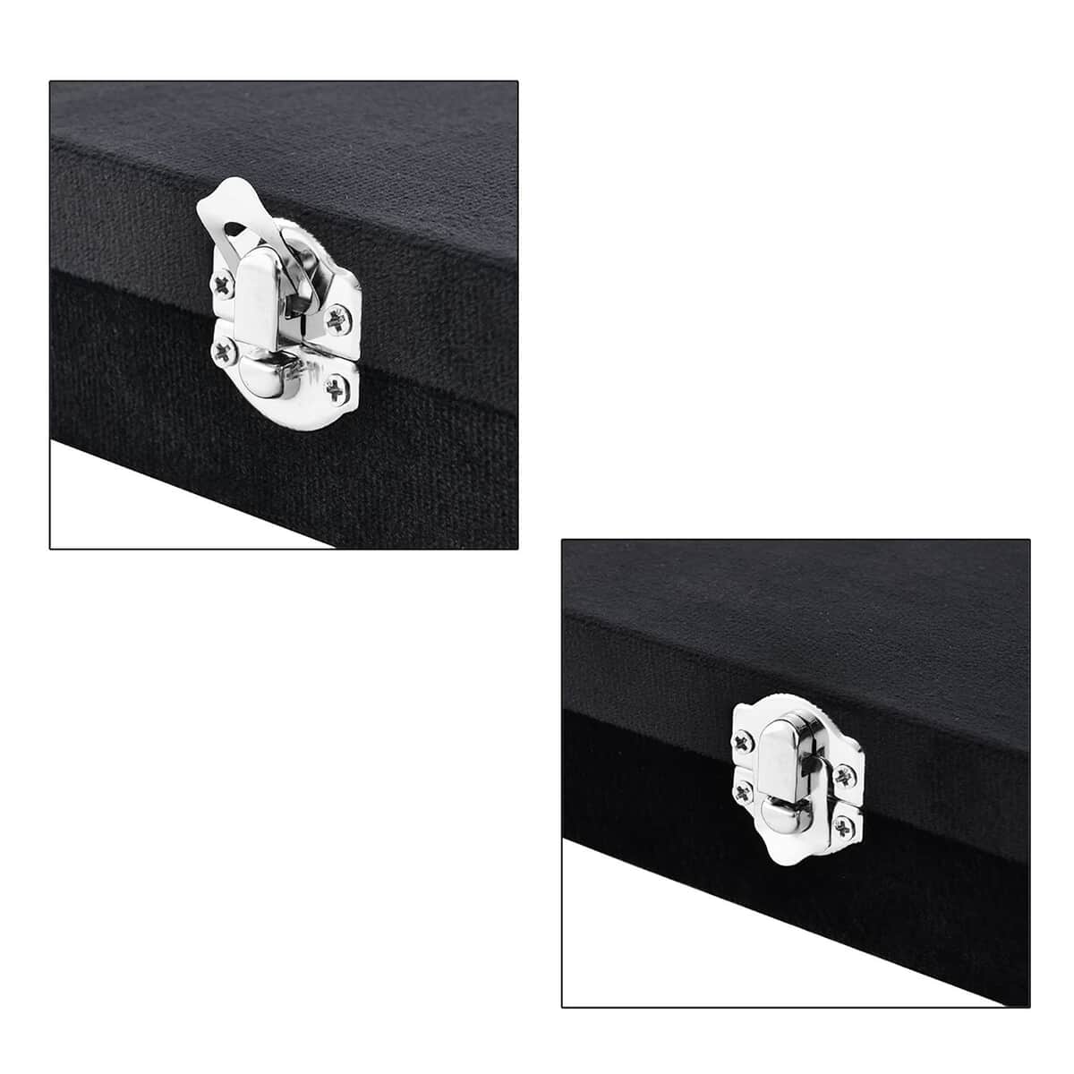 Black Velvet Jewelry Box with 6pcs Manicure Set (6.5"x4.7"x1.8") image number 5