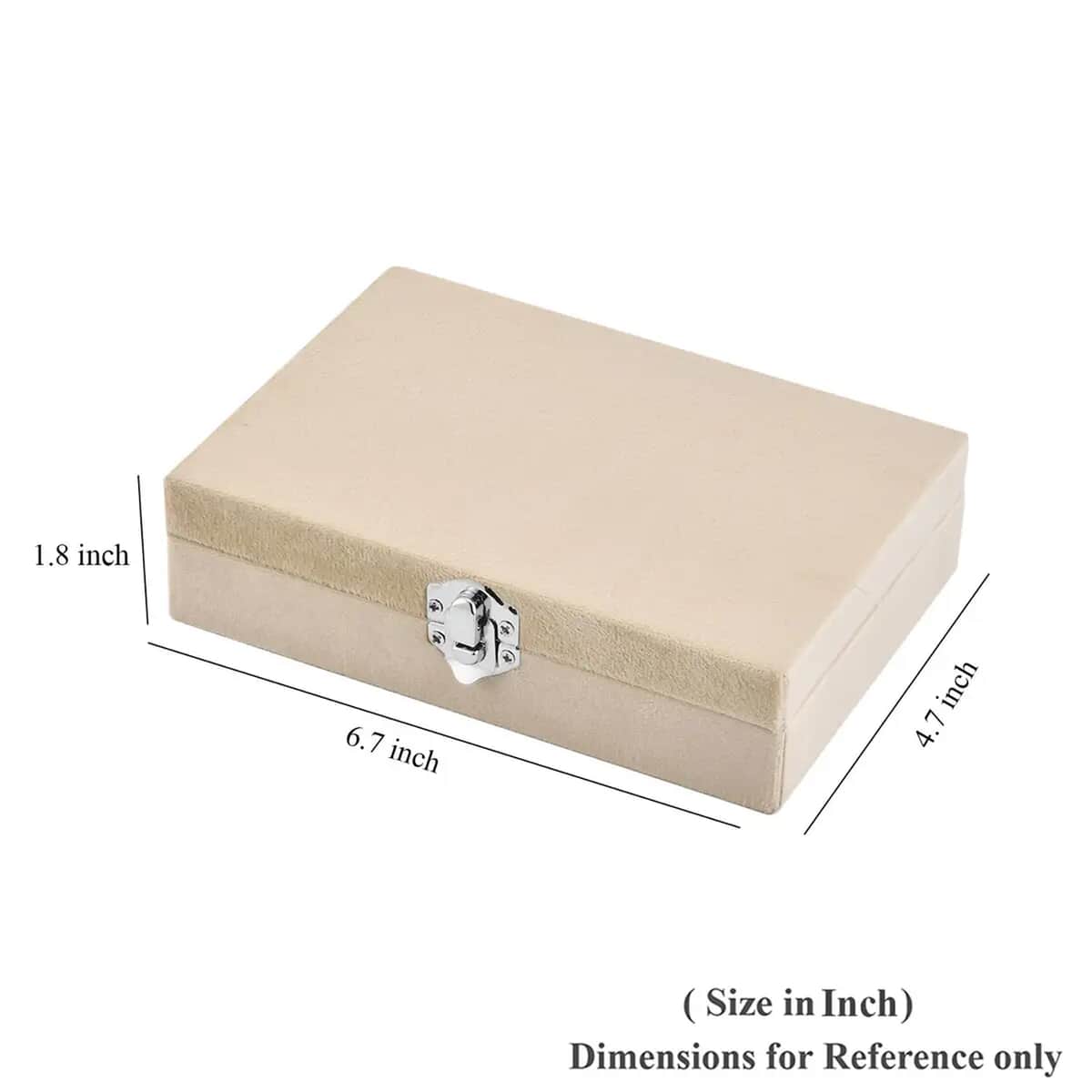 Beige Velvet Jewelry Box with 6pcs Manicure Set image number 5