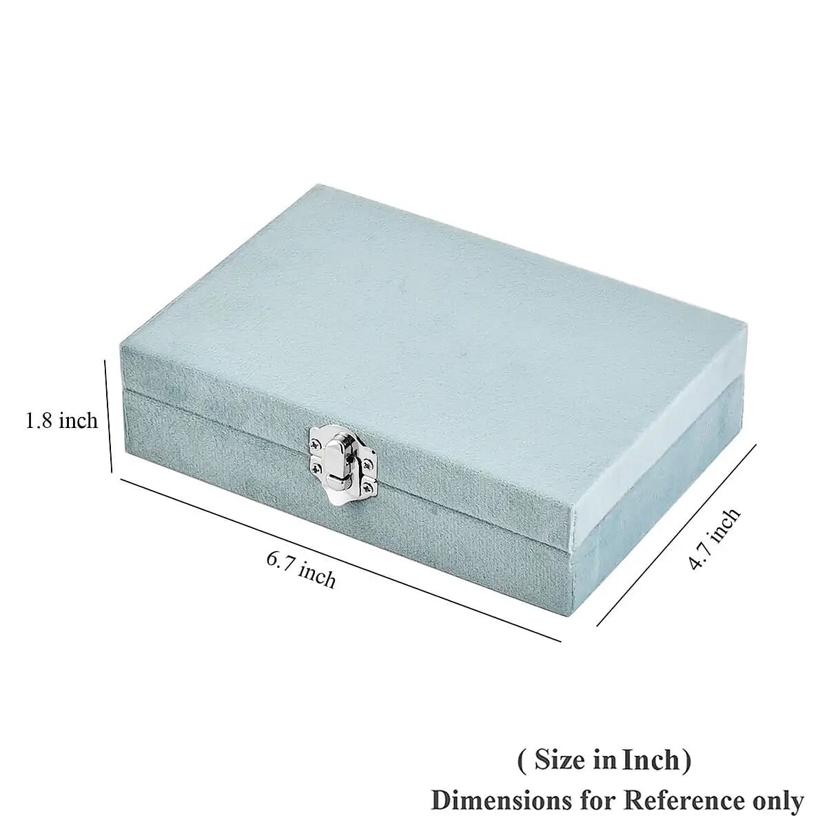 Turquoise Blue Velvet Jewelry Box with 6pcs Manicure Set image number 5