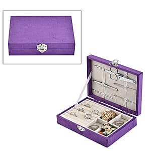 Purple Velvet Jewelry Box with 6pcs Manicure Set
