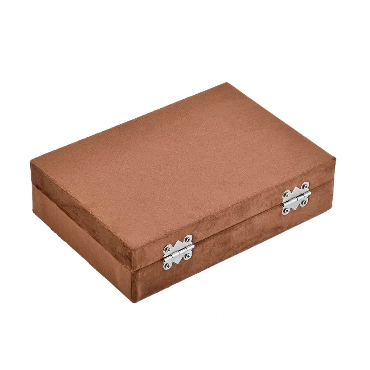 Brown Velvet Jewelry Box with 6pcs Manicure Set image number 6