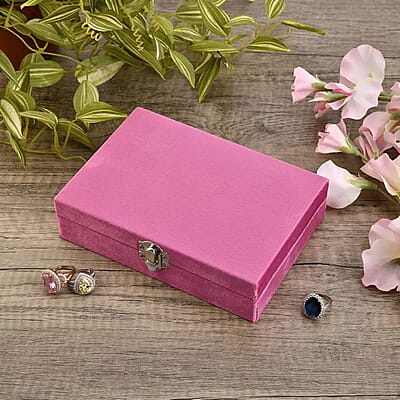 Pink Velvet Jewelry Box with 6pcs Manicure Set