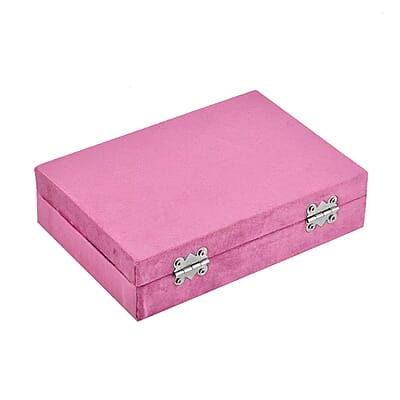 Pink Velvet Jewelry Box with 6pcs Manicure Set