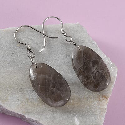 Brazilian Smoky Quartz Earrings in Rhodium Over Sterling Silver 44.10 ctw