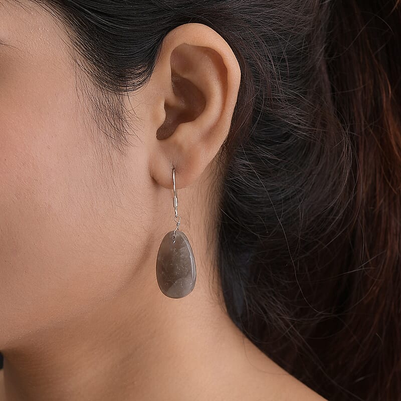 Brazilian Smoky Quartz Earrings in Rhodium Over Sterling Silver 44.10 ctw