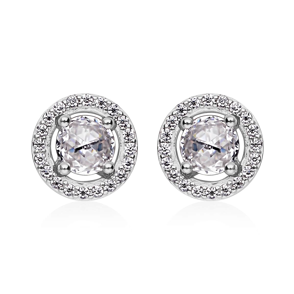 Rose Cut Moissanite Stud Earrings in Rhodium Over Sterling Silver 1.00 ctw image number 0