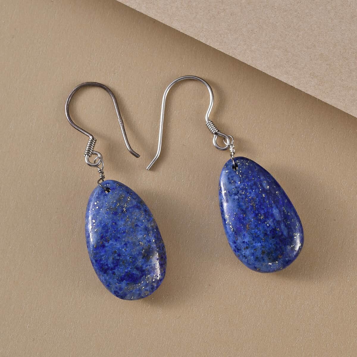 Lapis Lazuli Earrings in Rhodium Over Sterling Silver 40.25 ctw image number 1
