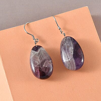 African Amethyst Earrings in Rhodium Over Sterling Silver 37.25 ctw