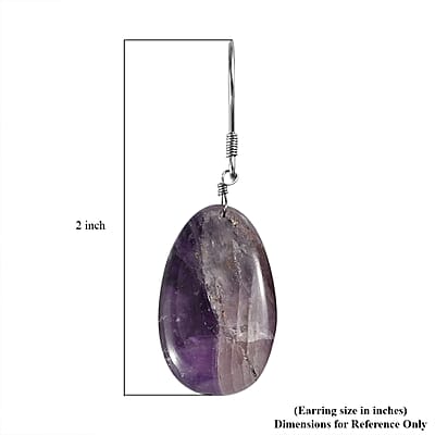 African Amethyst Earrings in Rhodium Over Sterling Silver 37.25 ctw