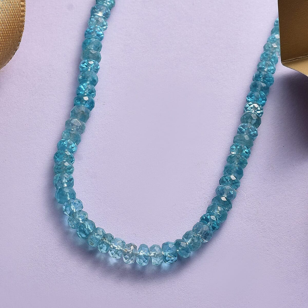 Madagascar Paraiba Apatite Beaded Necklace in Rhodium Over Sterling Silver 18 Inches 90.00 ctw image number 1