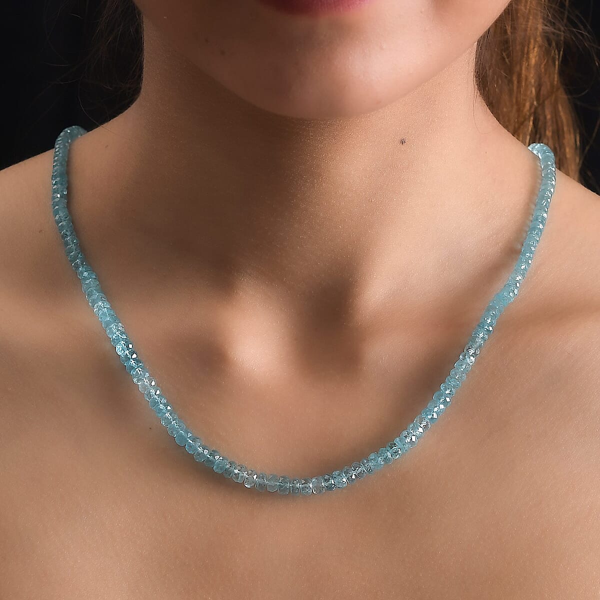 Madagascar Paraiba Apatite Beaded Necklace in Rhodium Over Sterling Silver 18 Inches 90.00 ctw image number 2