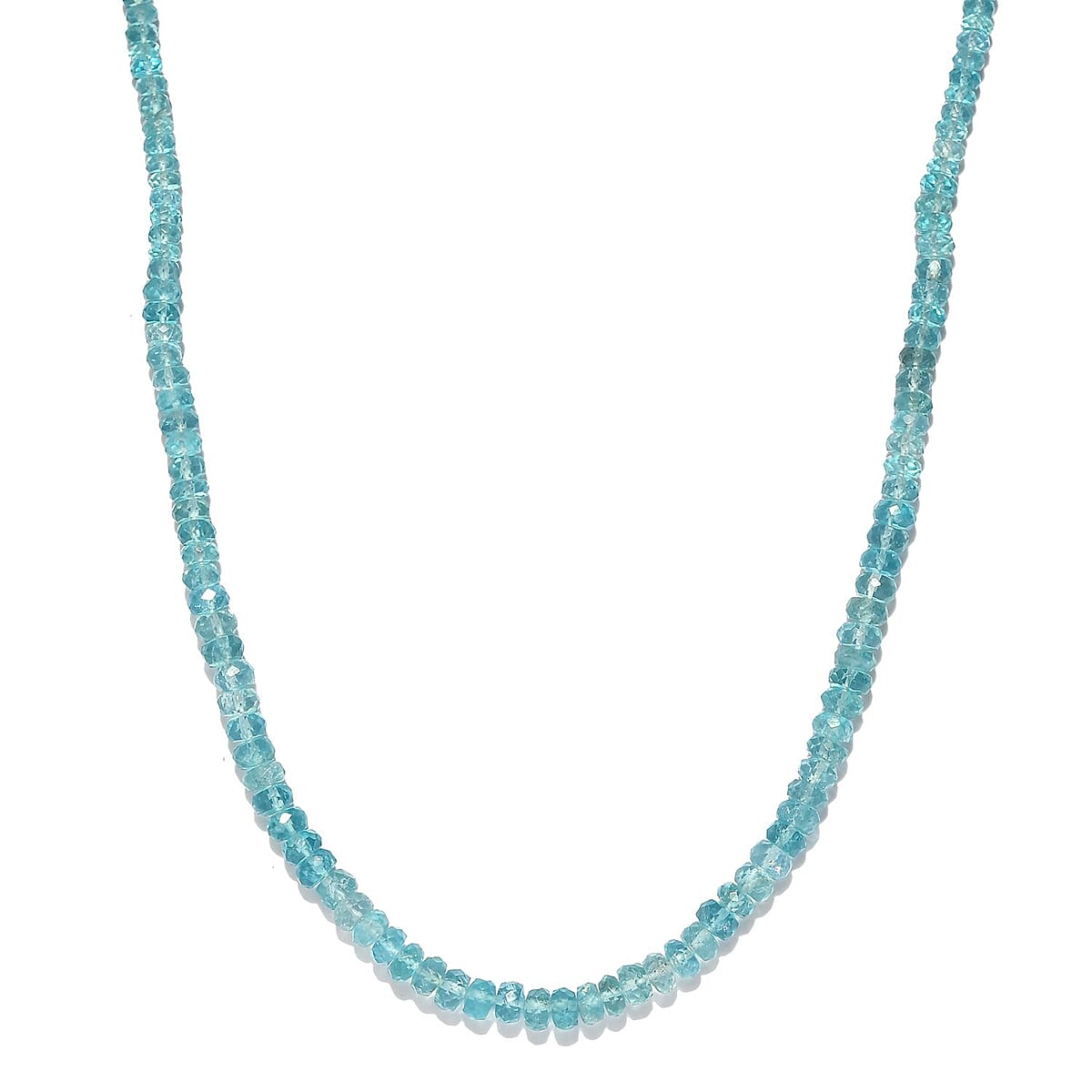 Madagascar Paraiba Apatite Beaded Necklace in Rhodium Over Sterling Silver 18 Inches 90.00 ctw image number 3