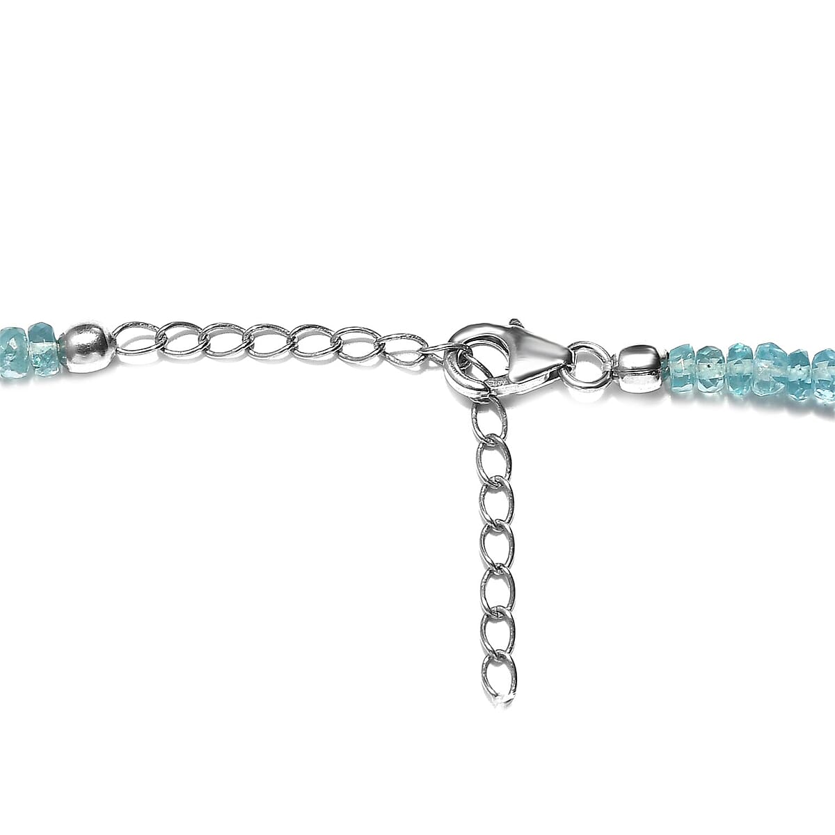 Madagascar Paraiba Apatite Beaded Necklace in Rhodium Over Sterling Silver 18 Inches 90.00 ctw image number 4