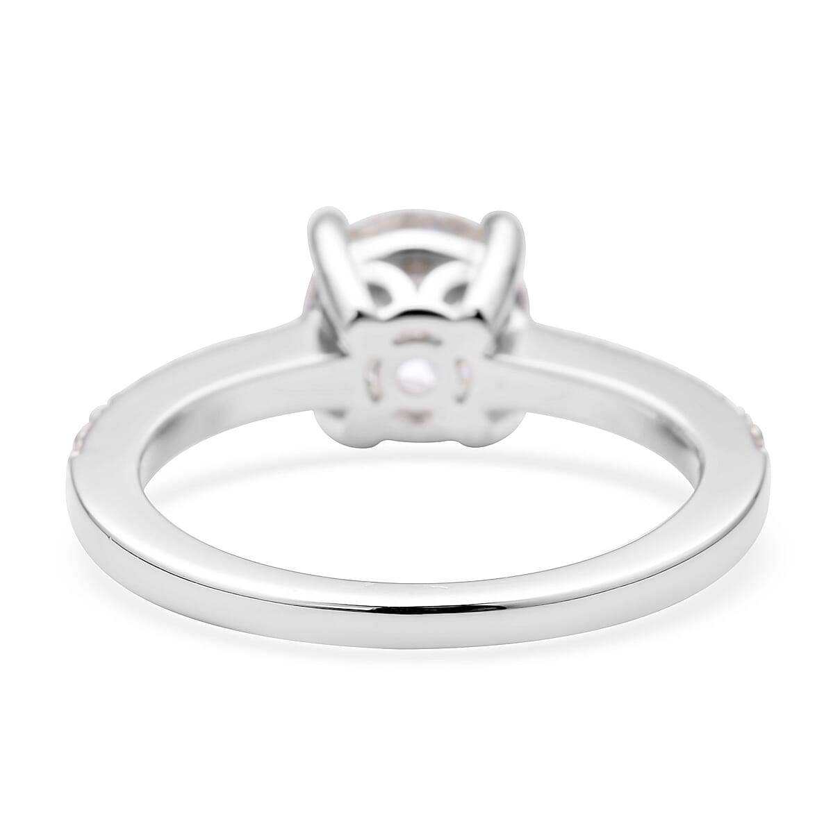 Double Rose Cut Moissanite Ring in Rhodium Over Sterling Silver (Size 9.0) 2.00 ctw image number 4