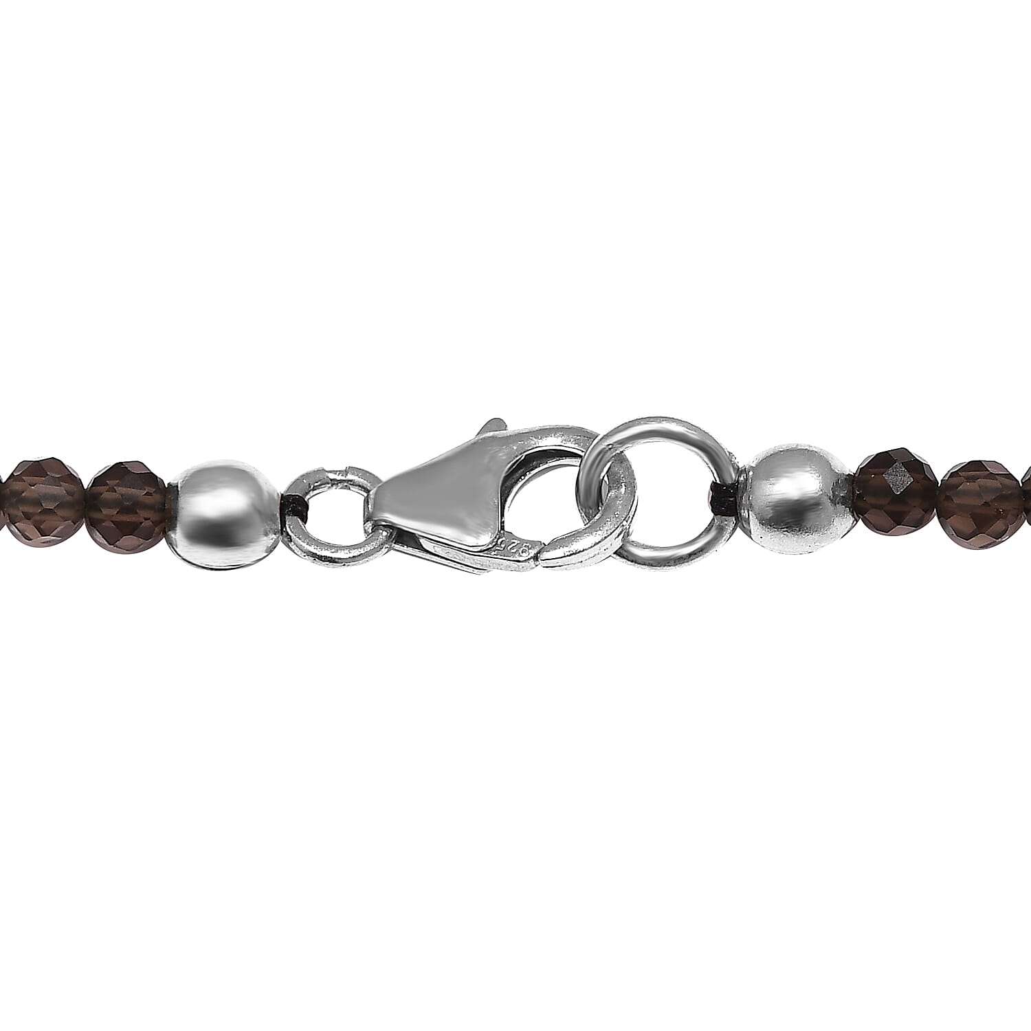 Brazilian Smoky Quartz Pendant with Beaded Necklace 20 Inches in Rhodium Over Sterling Silver 98.60 ctw