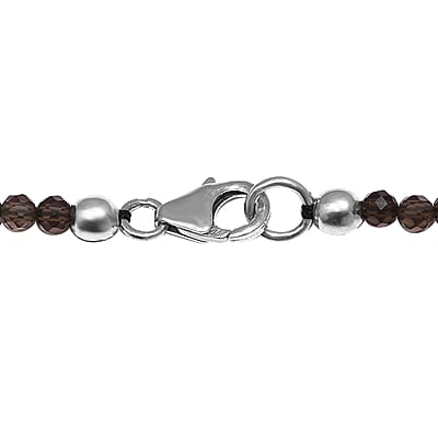 Brazilian Smoky Quartz Pendant with Beaded Necklace 20 Inches in Rhodium Over Sterling Silver 98.60 ctw
