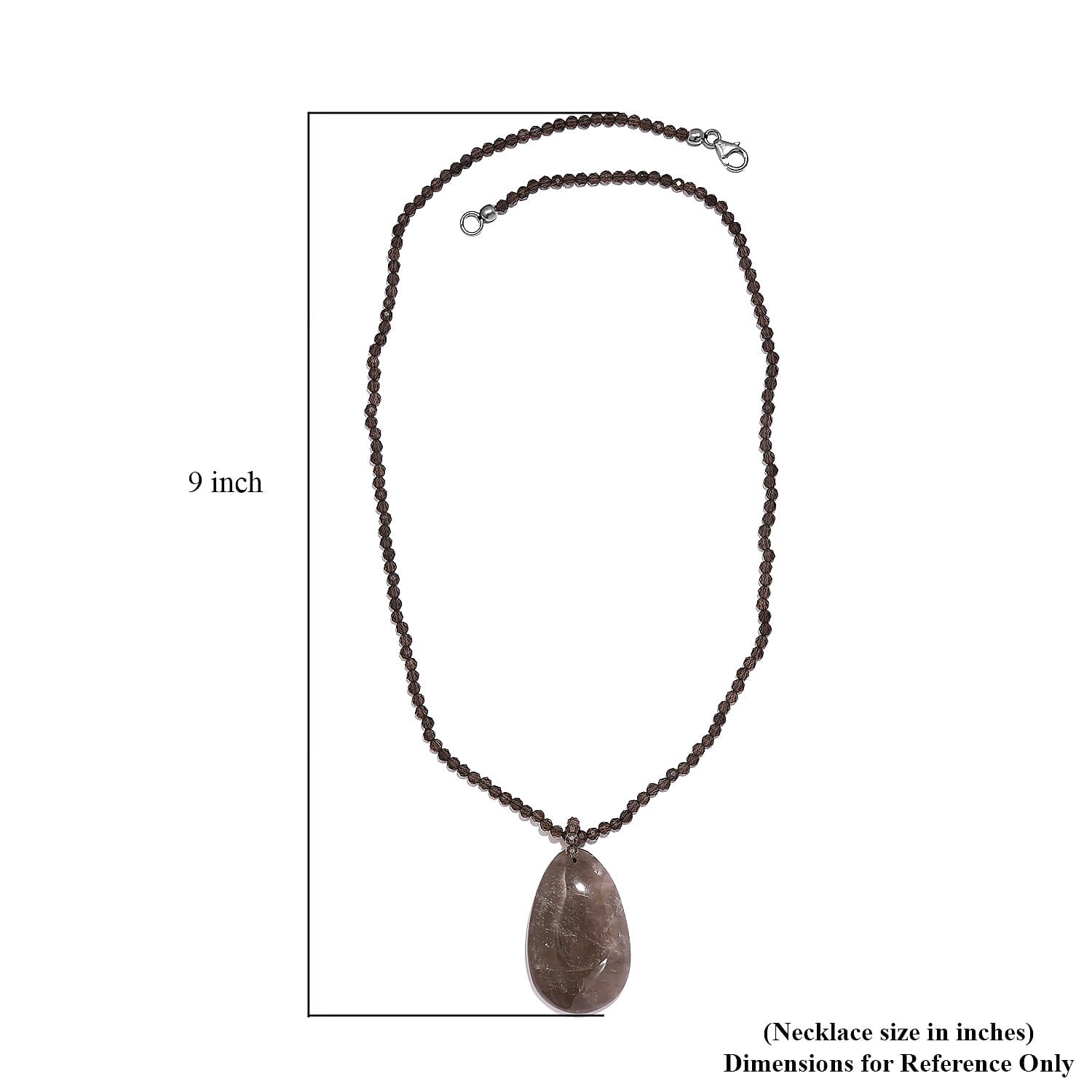 Brazilian Smoky Quartz Pendant with Beaded Necklace 20 Inches in Rhodium Over Sterling Silver 98.60 ctw