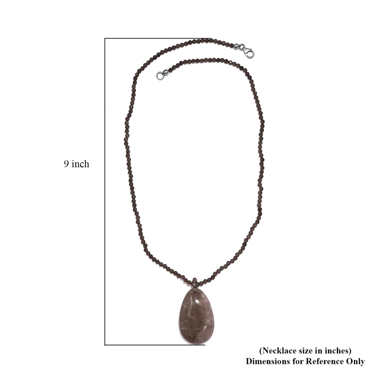 Brazilian Smoky Quartz Pendant with Beaded Necklace (20 Inches) in Rhodium Over Sterling Silver 98.60 ctw image number 5