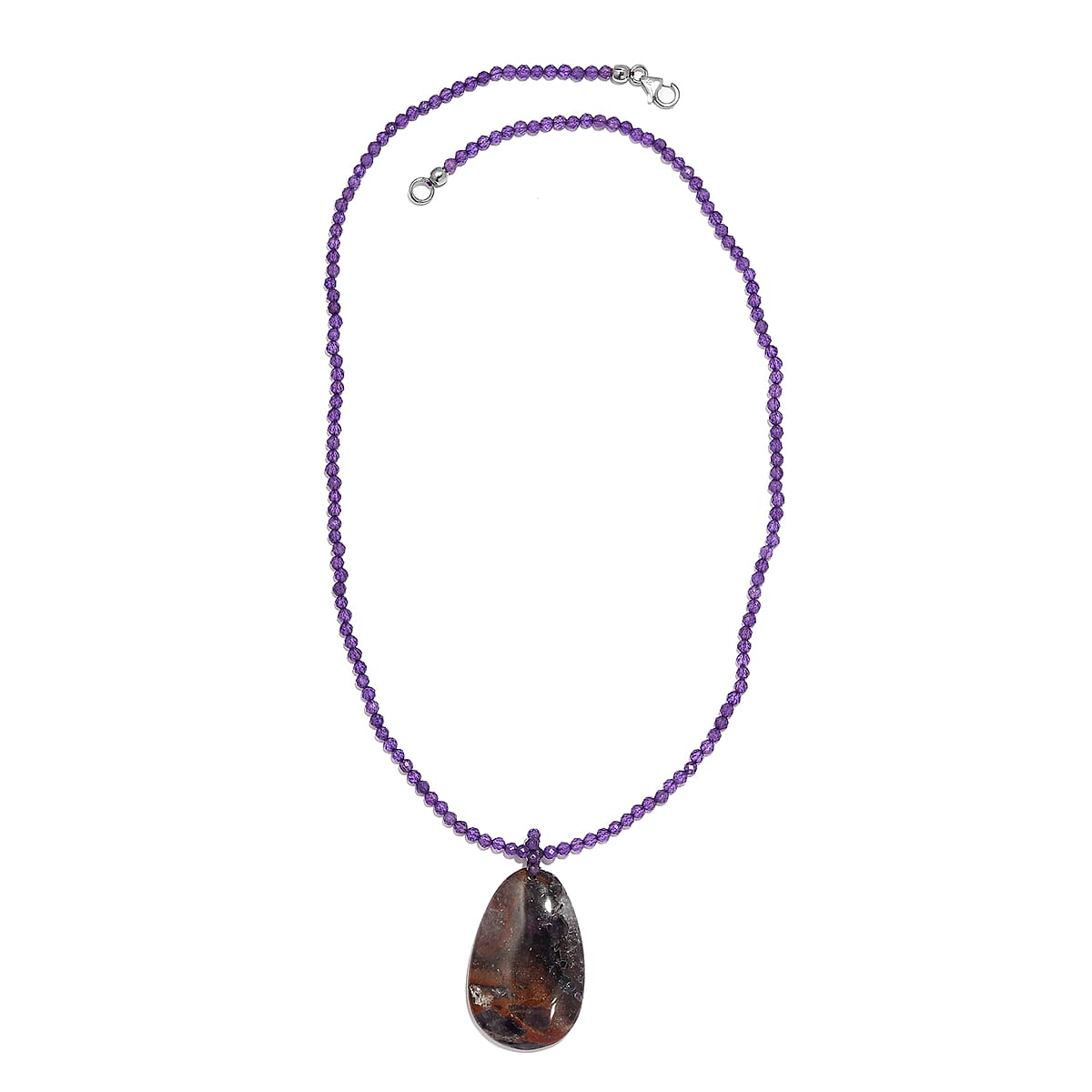 Amethyst Pendant with Beaded Necklace 20 Inches in Rhodium Over Sterling Silver 93.10 ctw image number 3
