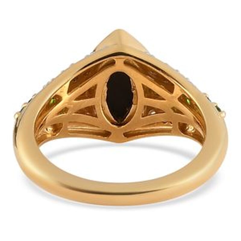Ammolite and Chrome Diopside 1.59 ctw Ring in Vermeil Yellow Gold Over Sterling Silver (Size 5.5)